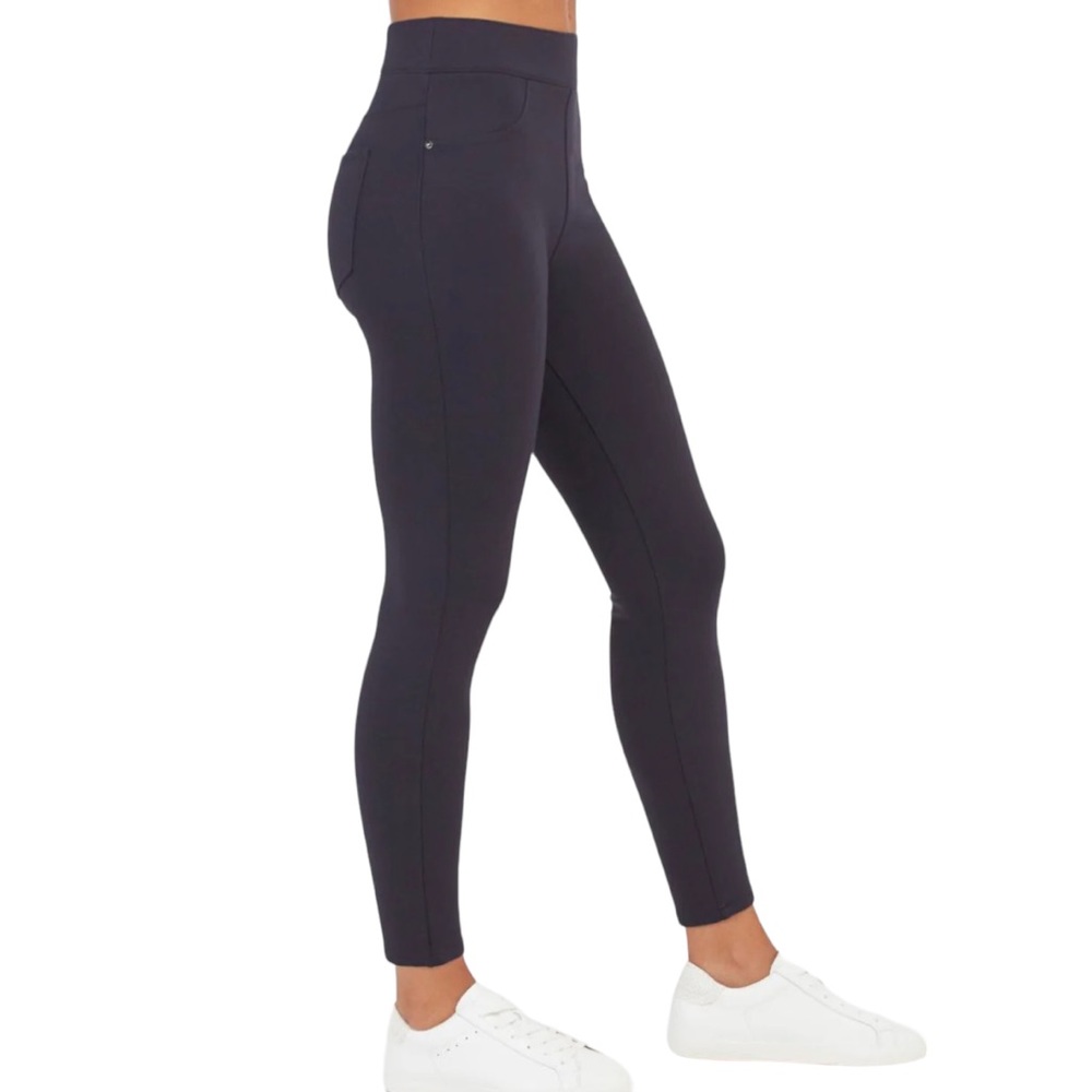 SPANX Dark Navy High Rise Perfect Ankle Skinny Stretch Ponte Pants, Long Length